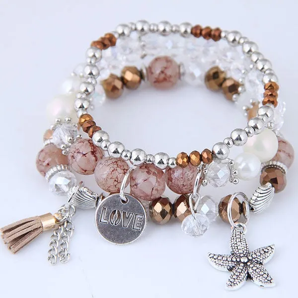 Bohemian Charm Beads Wrap Bracelets & Bangles for Women Boho Flower Leaf Tassel Bracelet Multilayer Bracelet Femme 2020 New