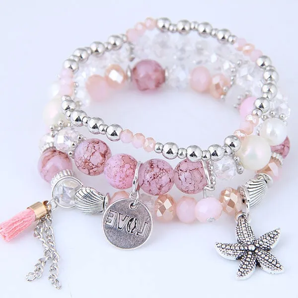 Bohemian Charm Beads Wrap Bracelets & Bangles for Women Boho Flower Leaf Tassel Bracelet Multilayer Bracelet Femme 2020 New