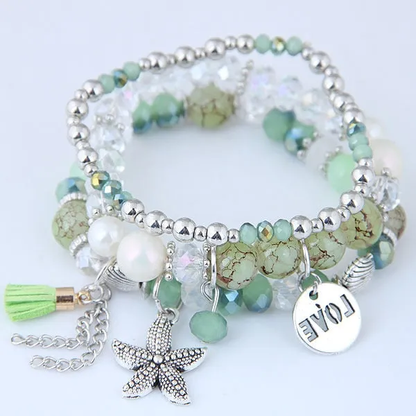 Bohemian Charm Beads Wrap Bracelets & Bangles for Women Boho Flower Leaf Tassel Bracelet Multilayer Bracelet Femme 2020 New