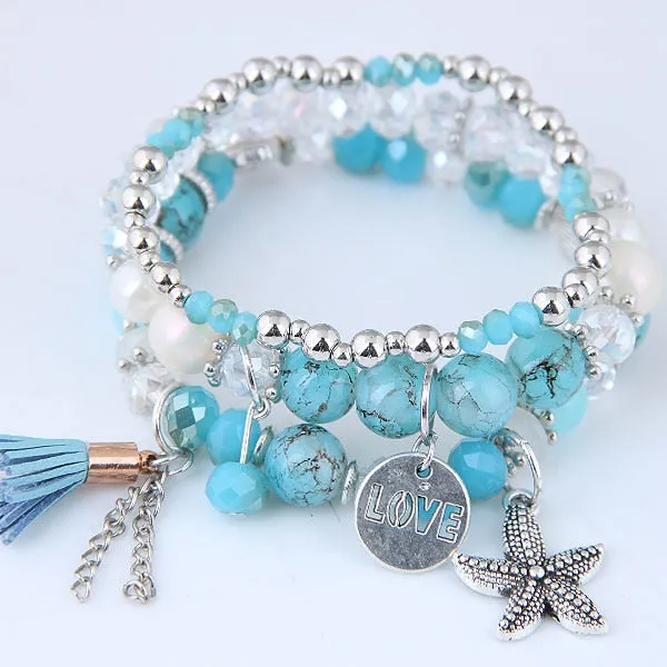 Bohemian Charm Beads Wrap Bracelets & Bangles for Women Boho Flower Leaf Tassel Bracelet Multilayer Bracelet Femme 2020 New