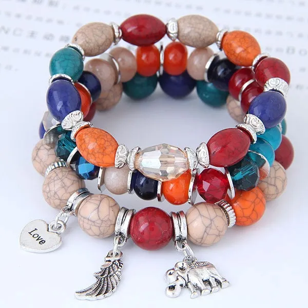Bohemian Charm Beads Wrap Bracelets & Bangles for Women Boho Flower Leaf Tassel Bracelet Multilayer Bracelet Femme 2020 New