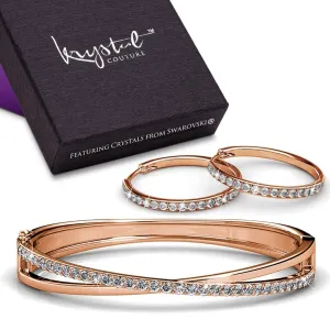 Boxed Perfection Bangle And Earrings Set Rose Gold Embellished with SWAROVSKI® crystals