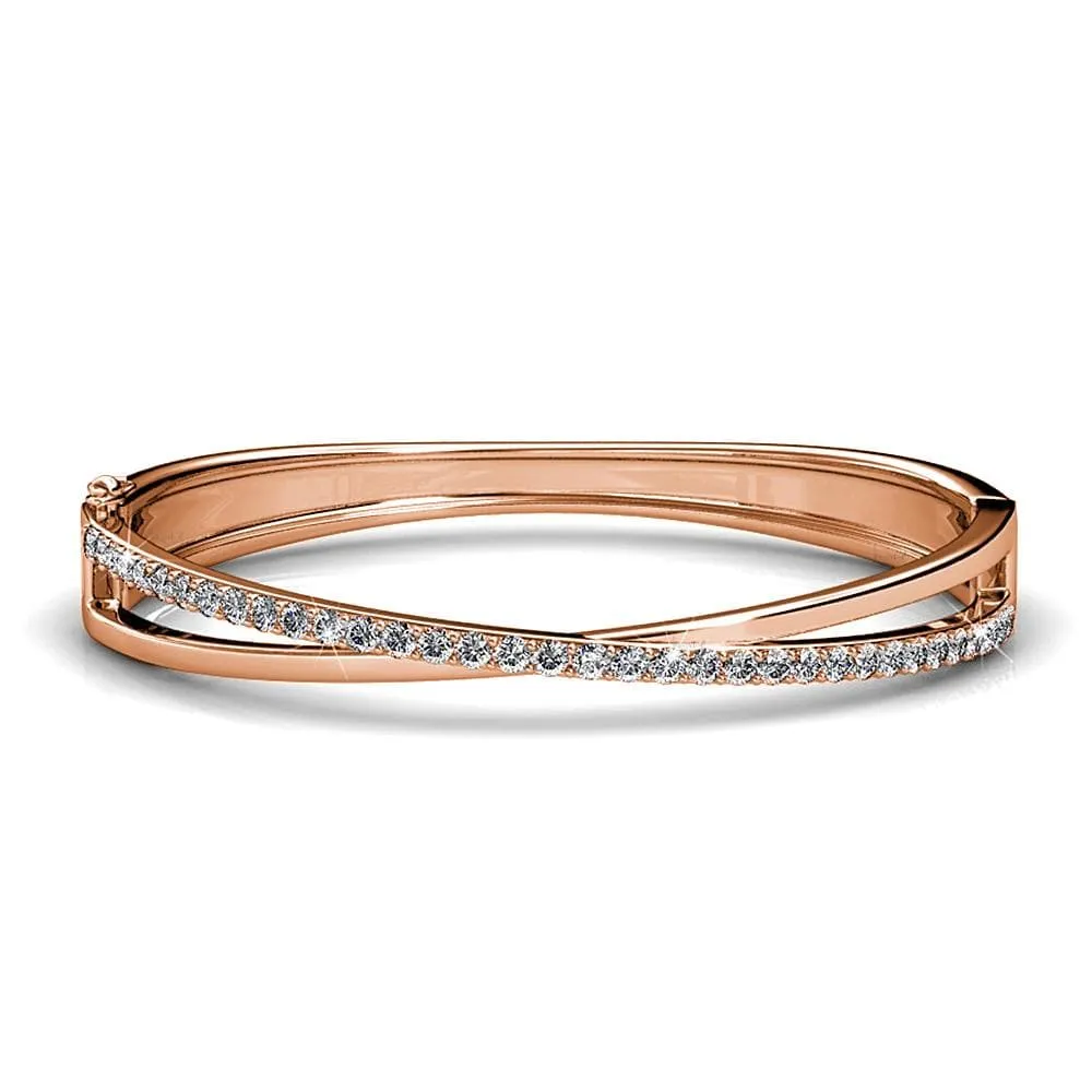 Boxed Perfection Bangle And Earrings Set Rose Gold Embellished with SWAROVSKI® crystals