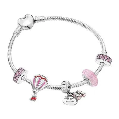 BRACE CO European Heart-shaped Pendant Charm Bracelet Fit Women's Jewellery Snake Chain Rose Gold Metal Fashion Fine Bracelets