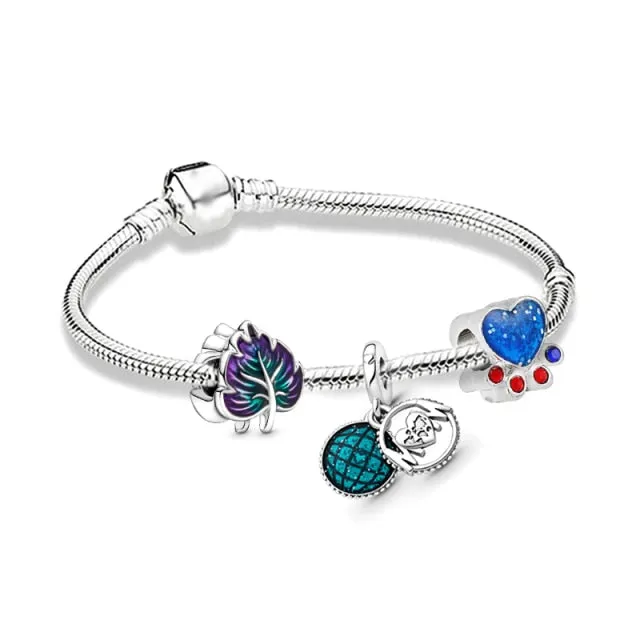 BRACE CO European Heart-shaped Pendant Charm Bracelet Fit Women's Jewellery Snake Chain Rose Gold Metal Fashion Fine Bracelets