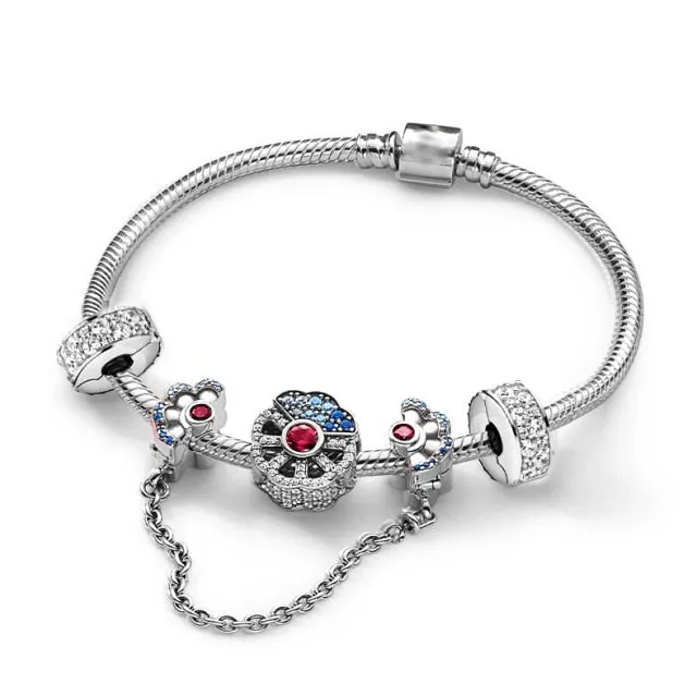 BRACE CO European Heart-shaped Pendant Charm Bracelet Fit Women's Jewellery Snake Chain Rose Gold Metal Fashion Fine Bracelets