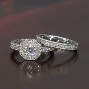Brilliant 0.5 CT Vintage Halo Ring Set