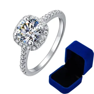 Brilliant Diamond Ring Halo Engagement Rings Gift Sterling Silver Jewelry