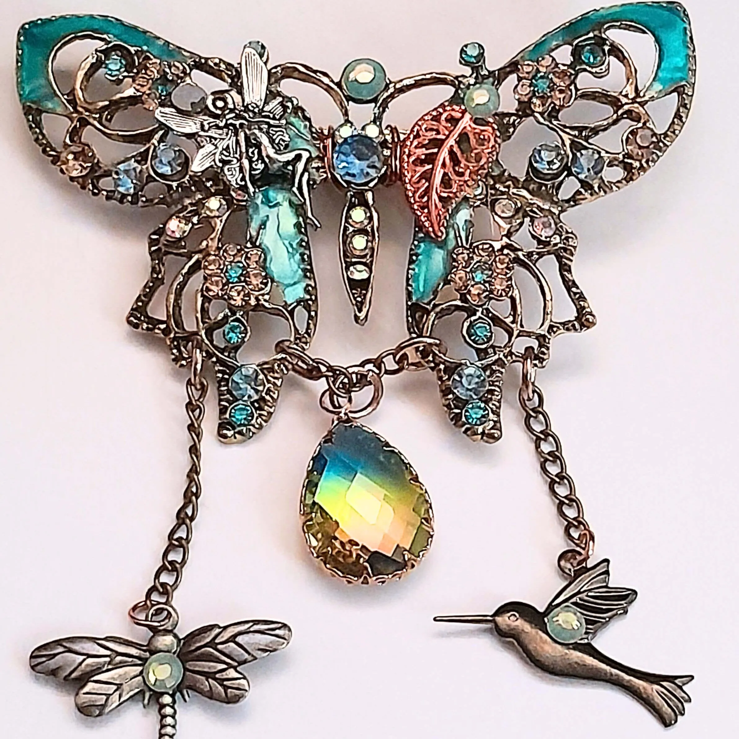 Butterfly Hummingbird & Dragonfly Nature Brooch