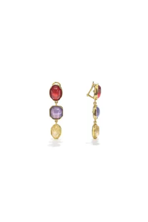 Cabochons Three Pendants Earrings Multicolor Grenadine Crn Pow