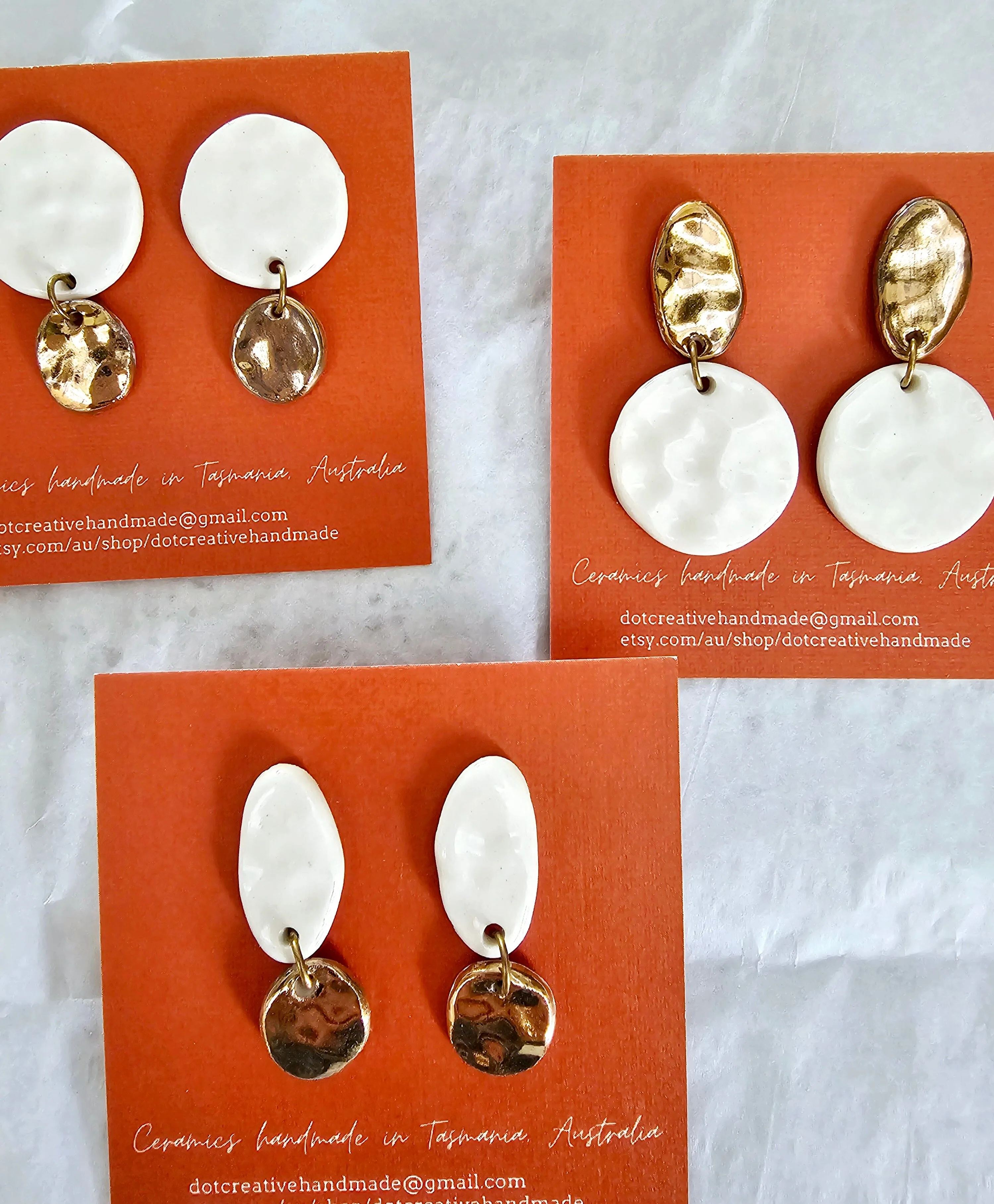 Ceramic Drop Earrings - DOT Creative Tasmania