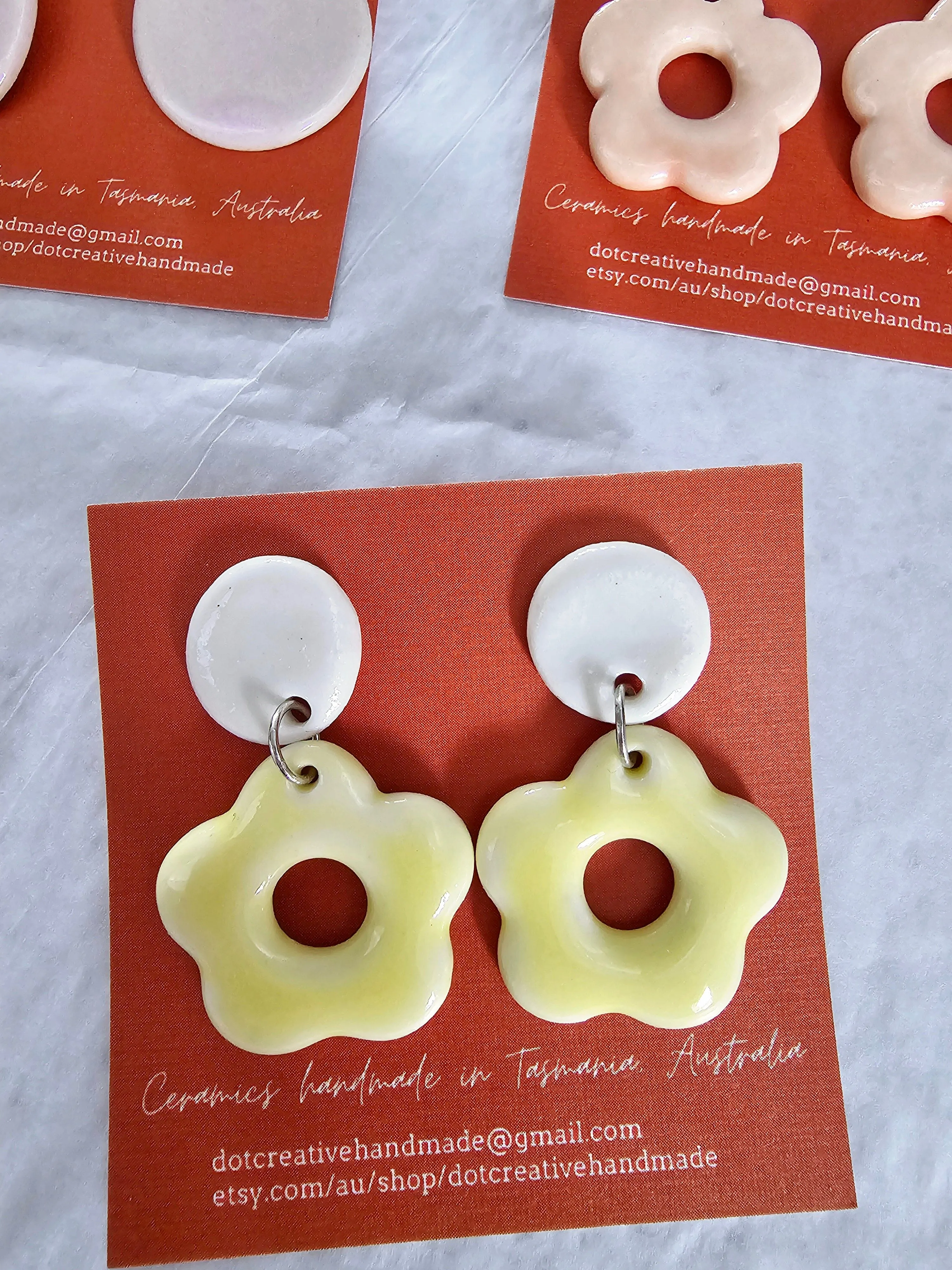 Ceramic Drop Earrings - DOT Creative Tasmania