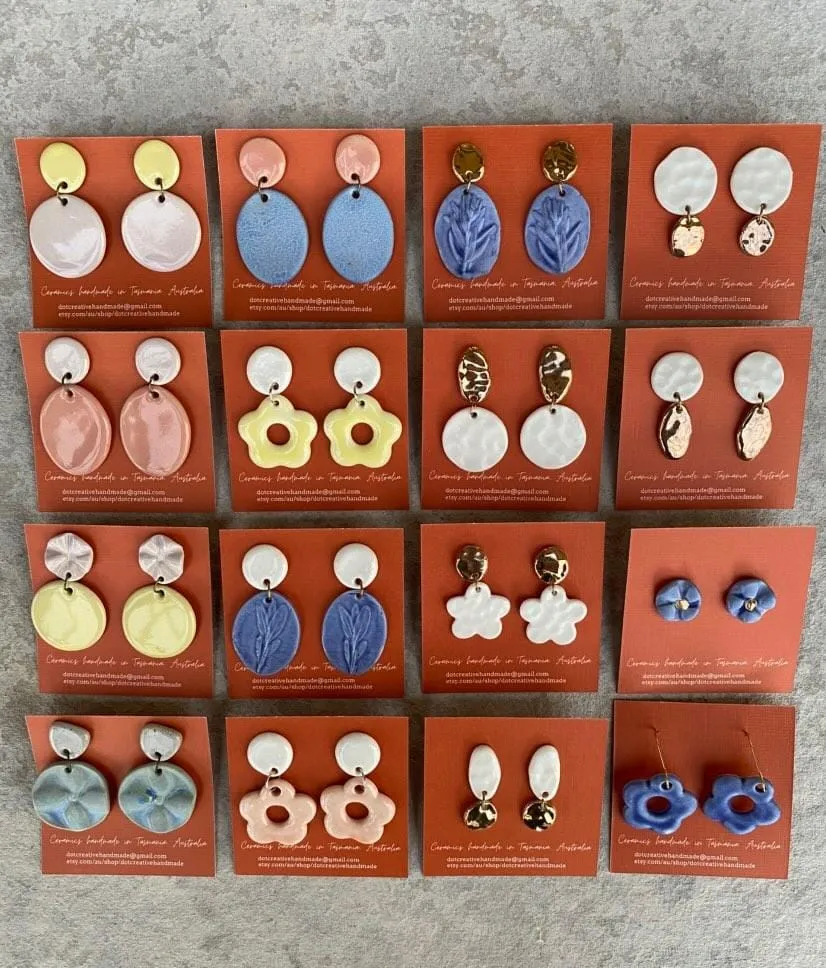 Ceramic Drop Earrings - DOT Creative Tasmania