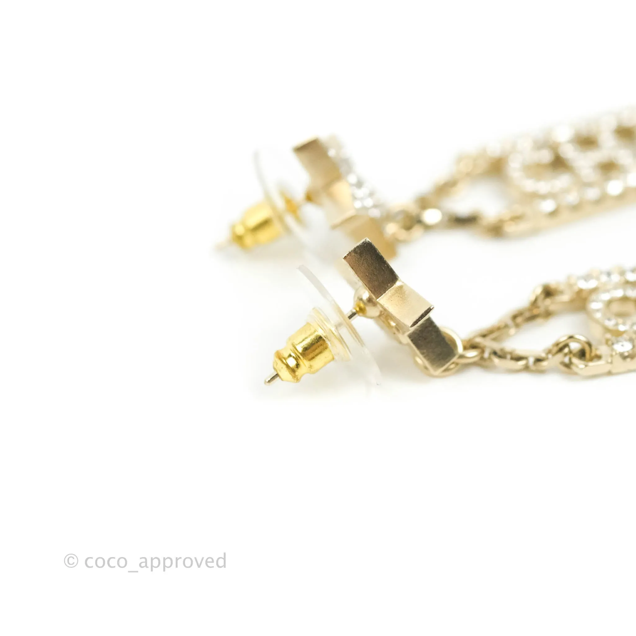 Chanel Crystal Star No5 CHANEL Drop Earrings Gold Tone 22S