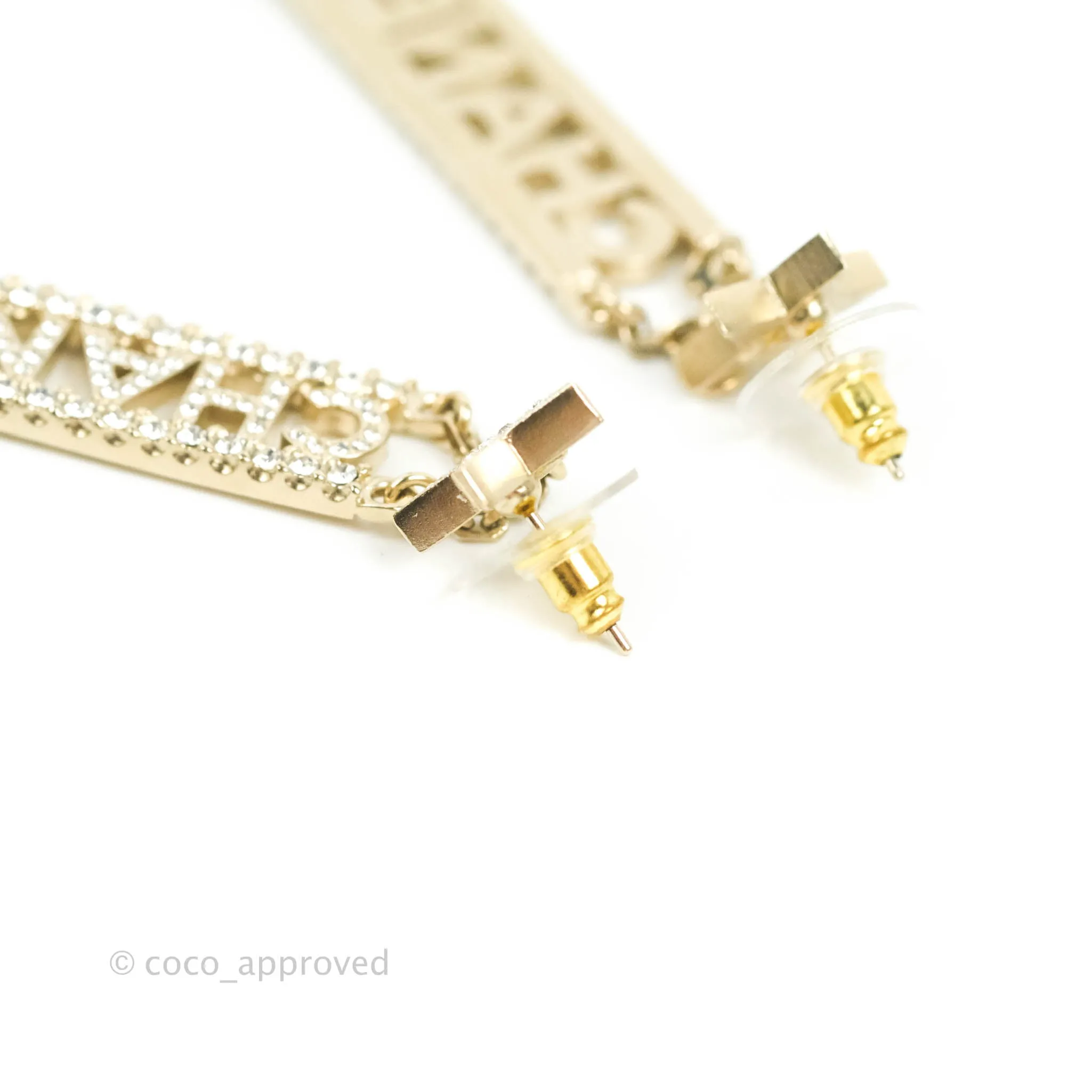 Chanel Crystal Star No5 CHANEL Drop Earrings Gold Tone 22S