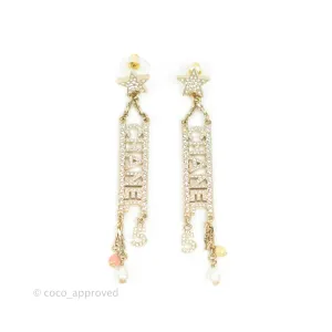 Chanel Crystal Star No5 CHANEL Drop Earrings Gold Tone 22S