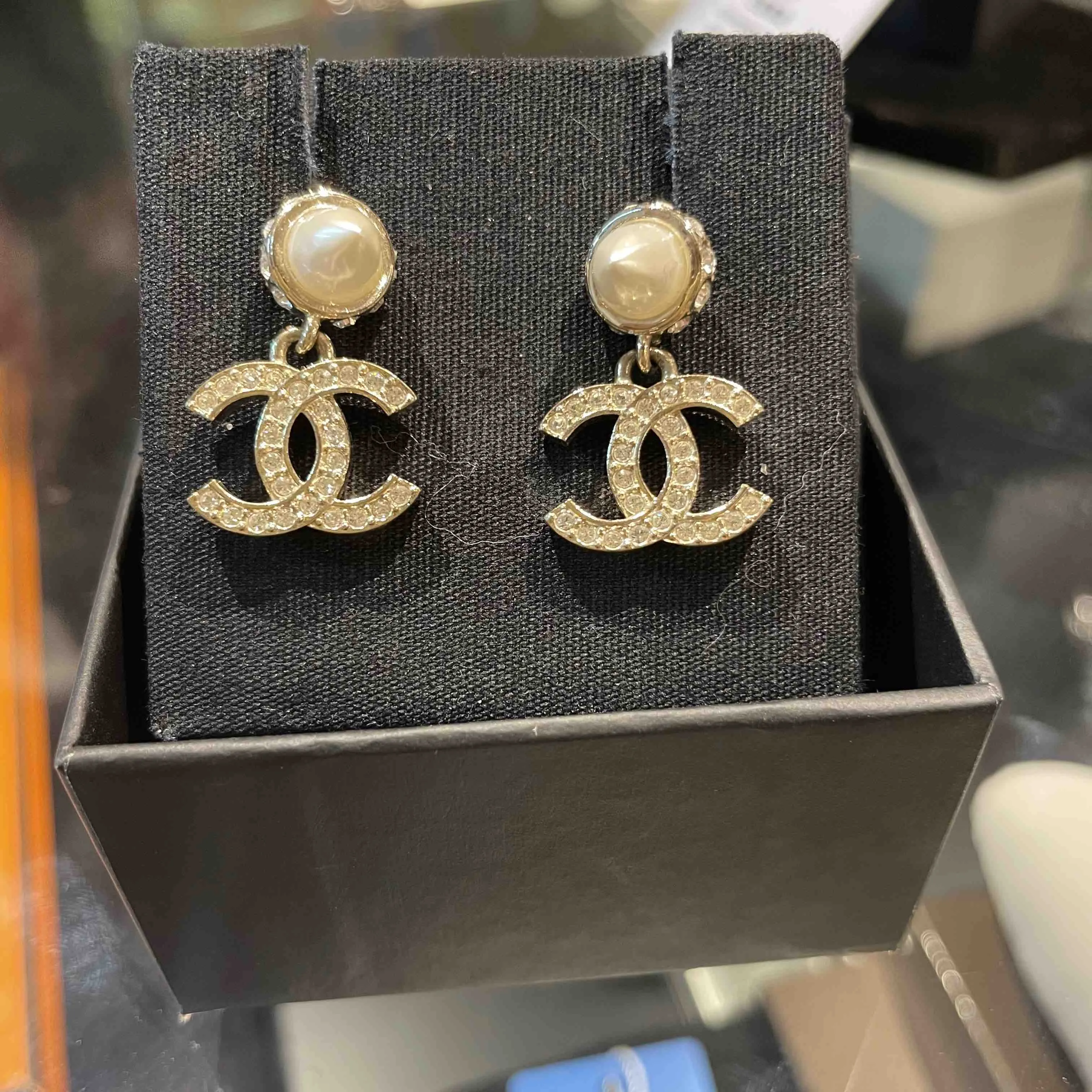 Chanel Drop Earring Gold Pearl Earrings