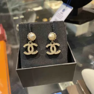 Chanel Drop Earring Gold Pearl Earrings