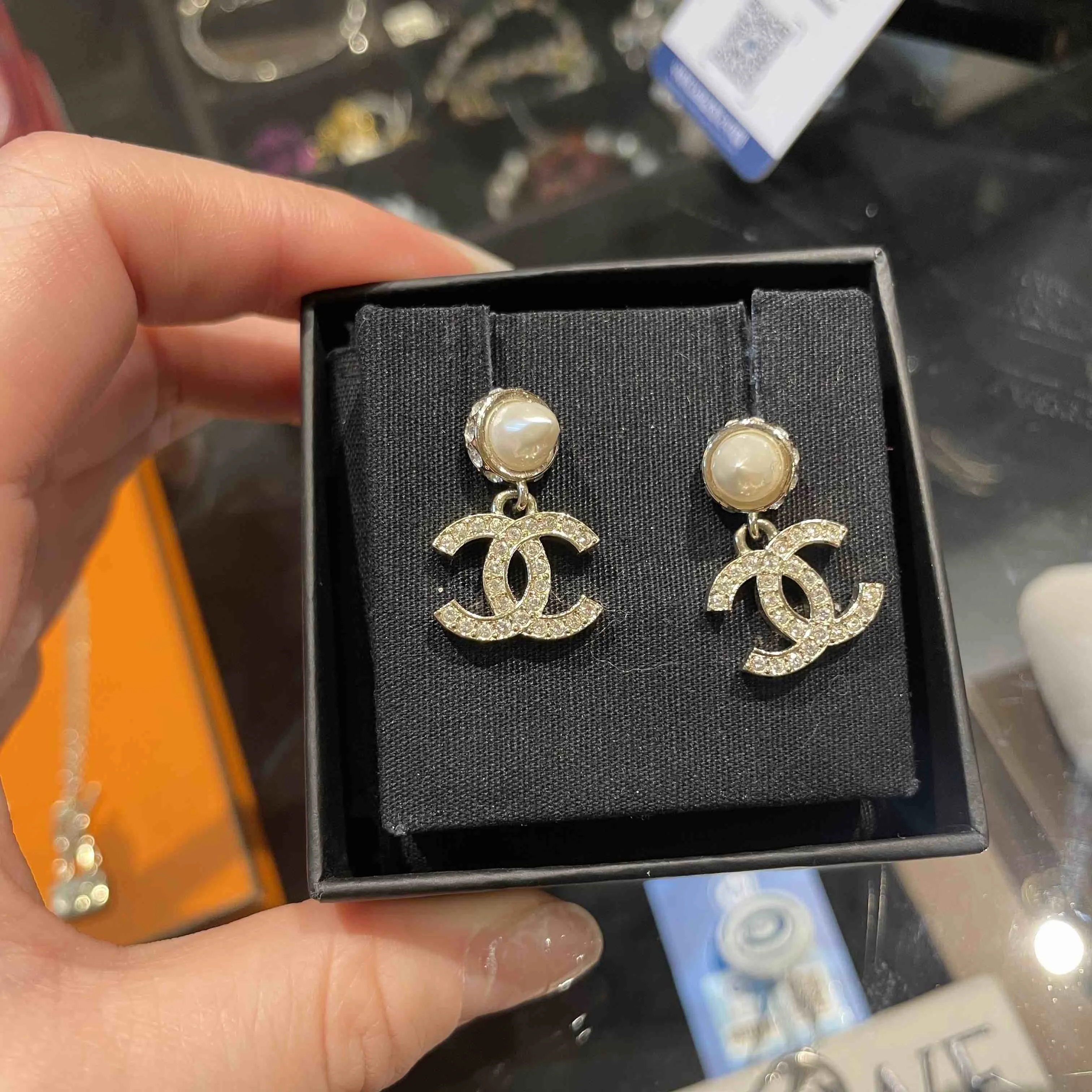 Chanel Drop Earring Gold Pearl Earrings