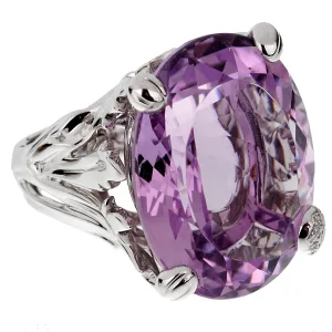 Christian Dior 44.5ct Amethyst Diamond Cocktail White Gold Ring Sz 8