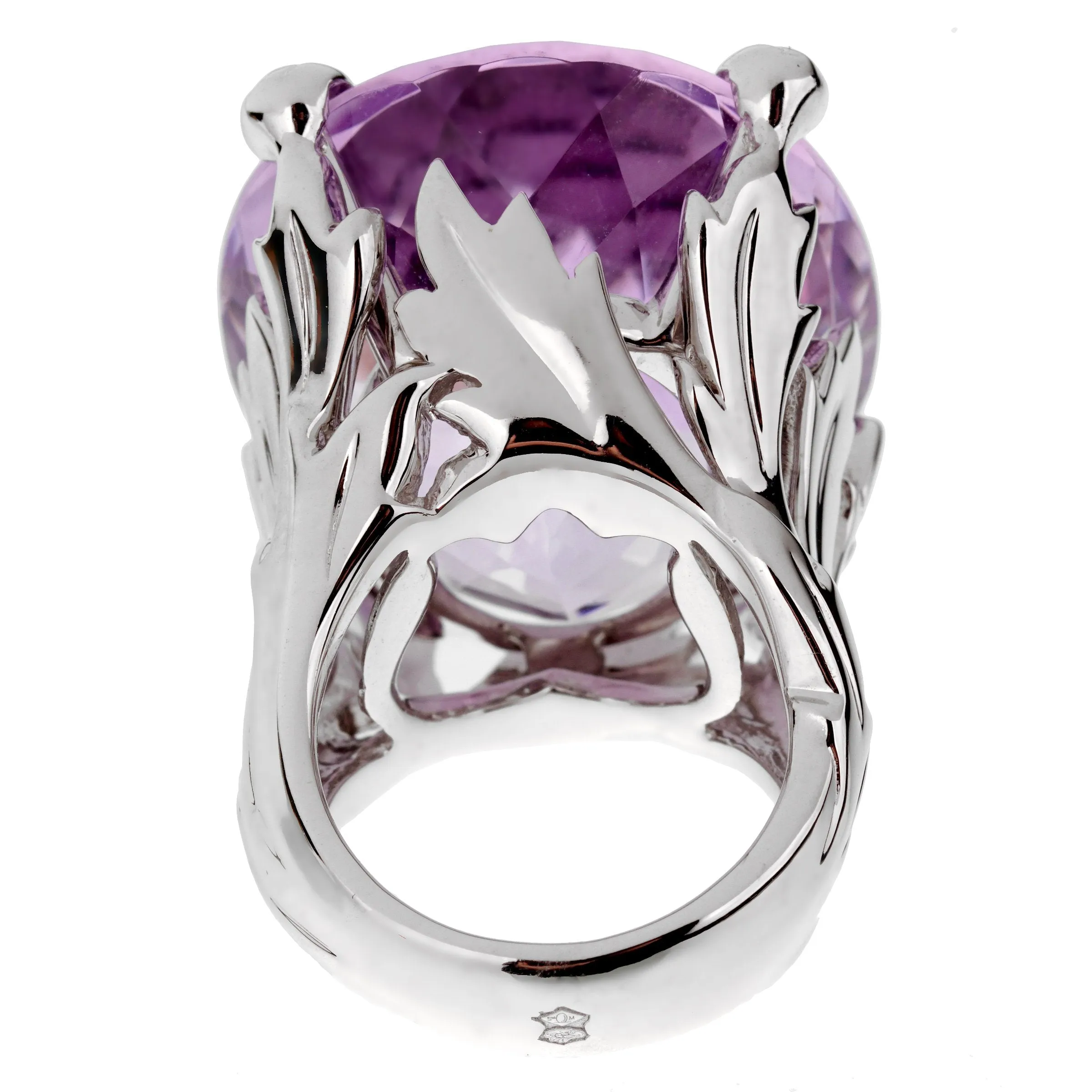 Christian Dior 44.5ct Amethyst Diamond Cocktail White Gold Ring Sz 8