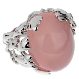 Christian Dior Pink Quartz Diamond White Gold Cocktail Ring Sz 6 1/2