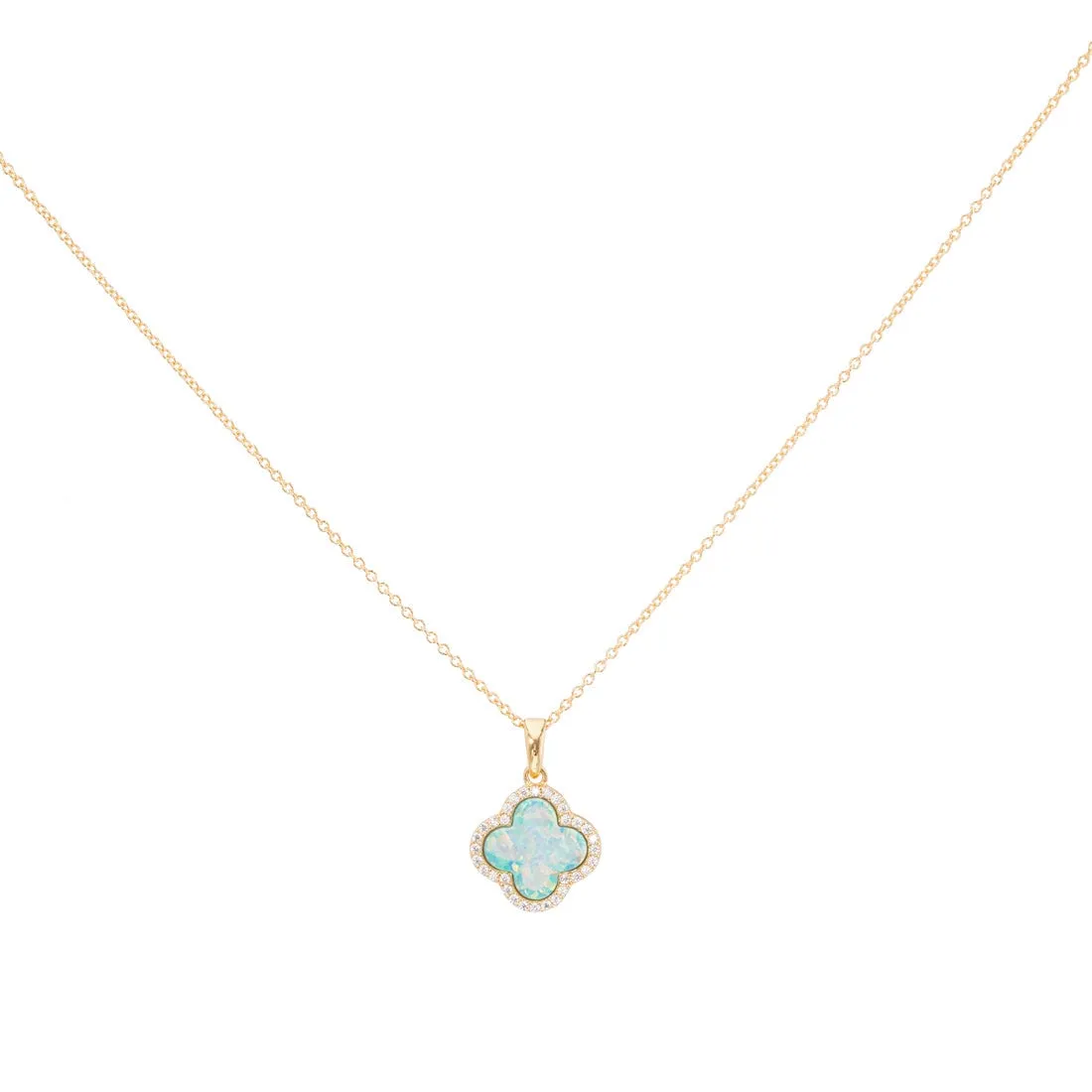 CLOVER PAVE OPAL NECKLACE