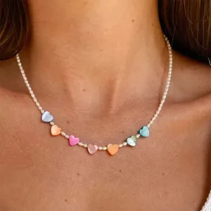 Colorful Heart Choker Necklace