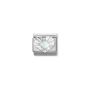 Composable Classic White Opal Diamond Heart Sterling Silver