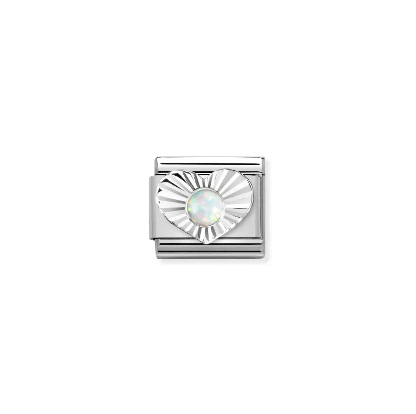 Composable Classic White Opal Diamond Heart Sterling Silver