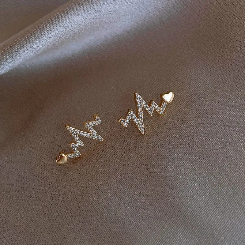 creative heartbeat stud Earrings