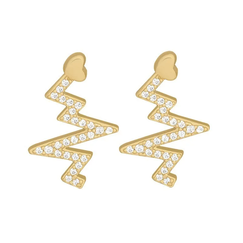creative heartbeat stud Earrings