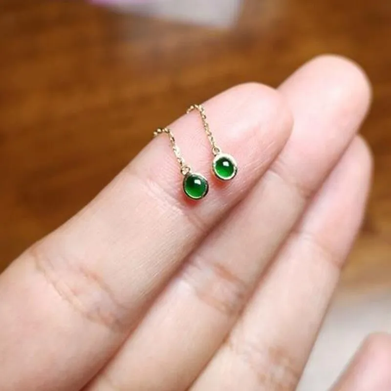 Creative new design natural glass chalcedony small egg round earrings