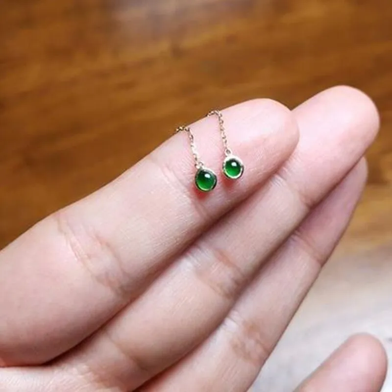 Creative new design natural glass chalcedony small egg round earrings
