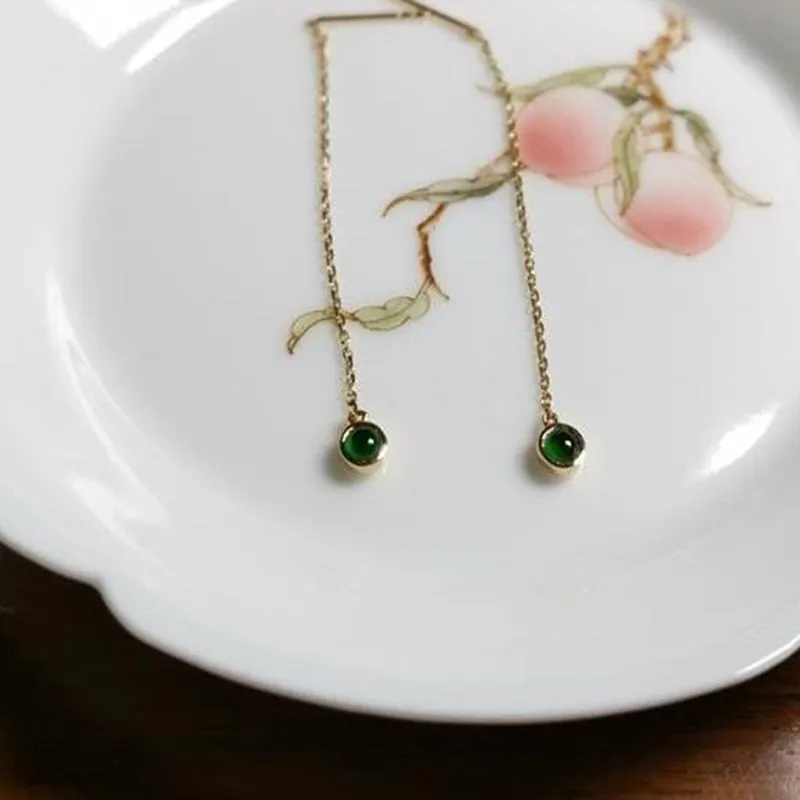 Creative new design natural glass chalcedony small egg round earrings