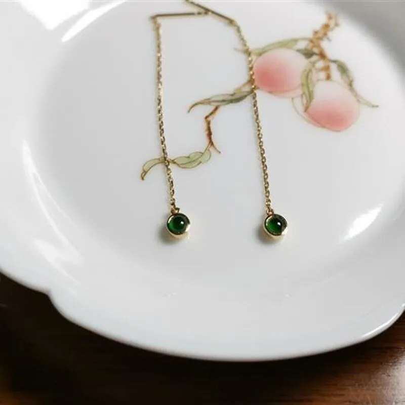 Creative new design natural glass chalcedony small egg round earrings