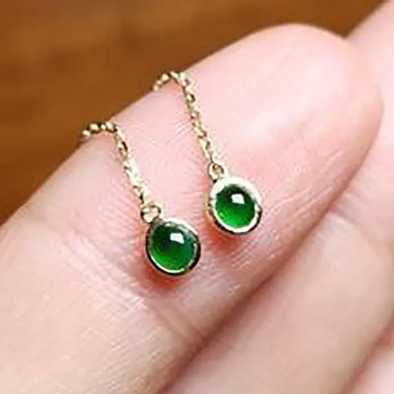 Creative new design natural glass chalcedony small egg round earrings