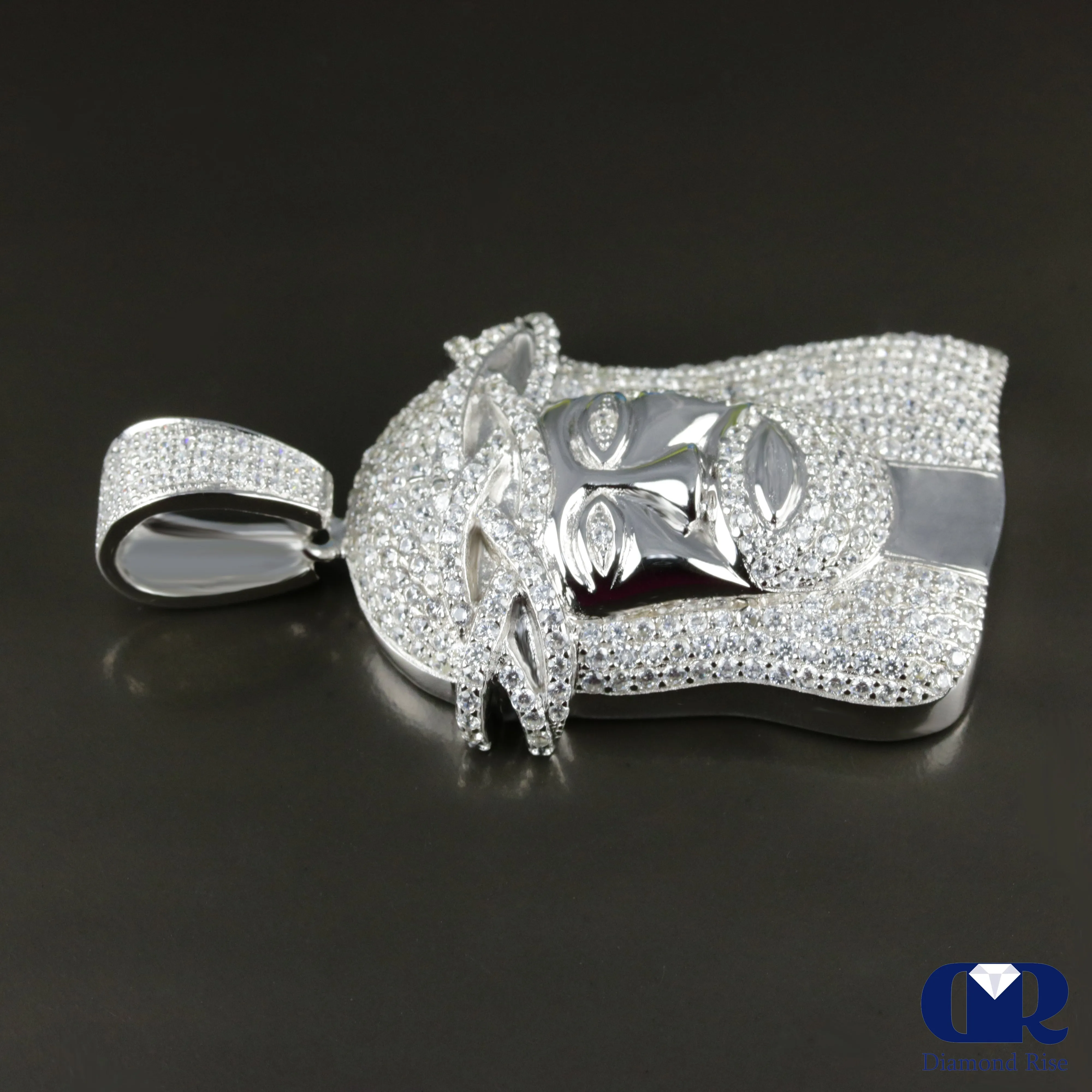 Crown of Thorns Jesus Diamond 14K White Gold Pendant