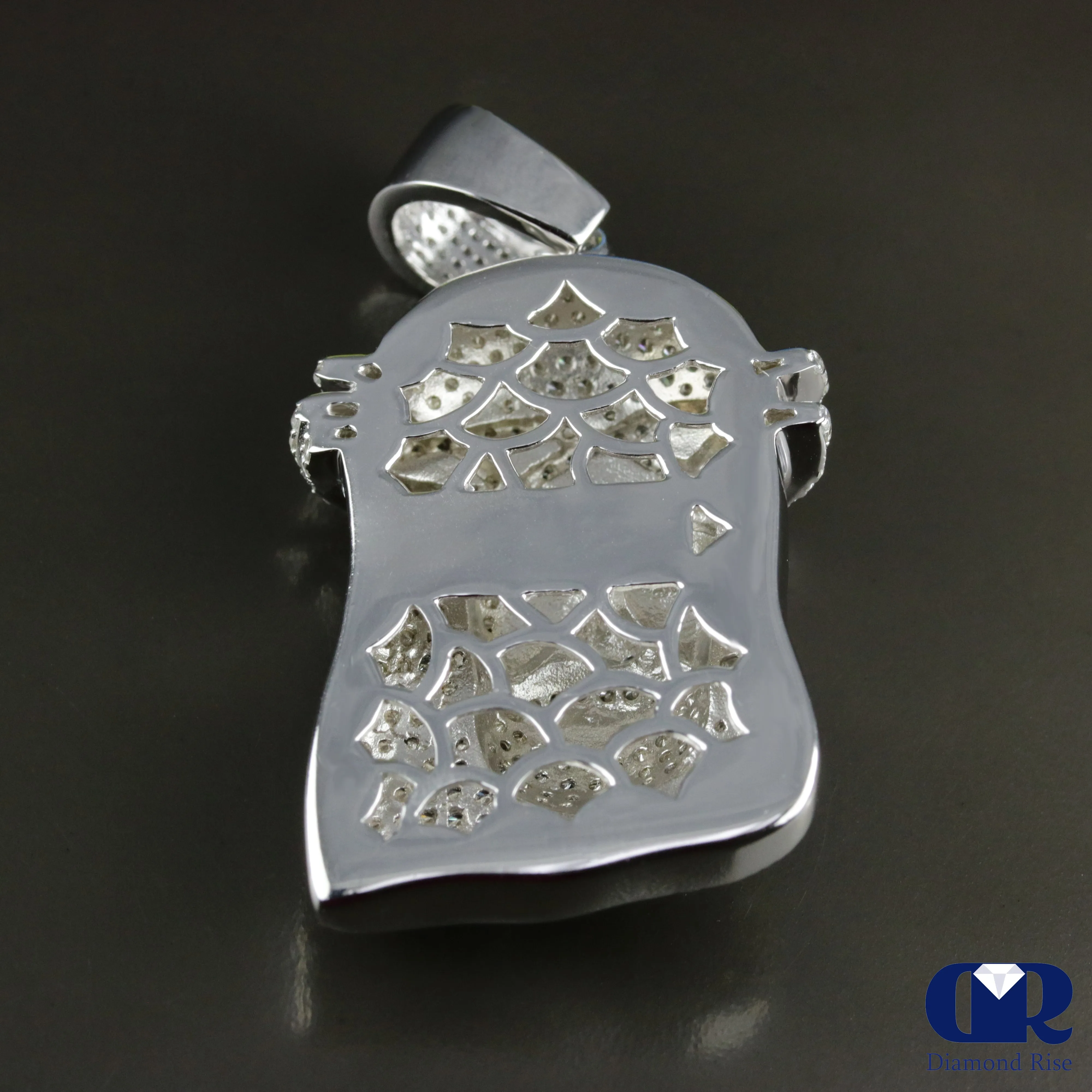 Crown of Thorns Jesus Diamond 14K White Gold Pendant