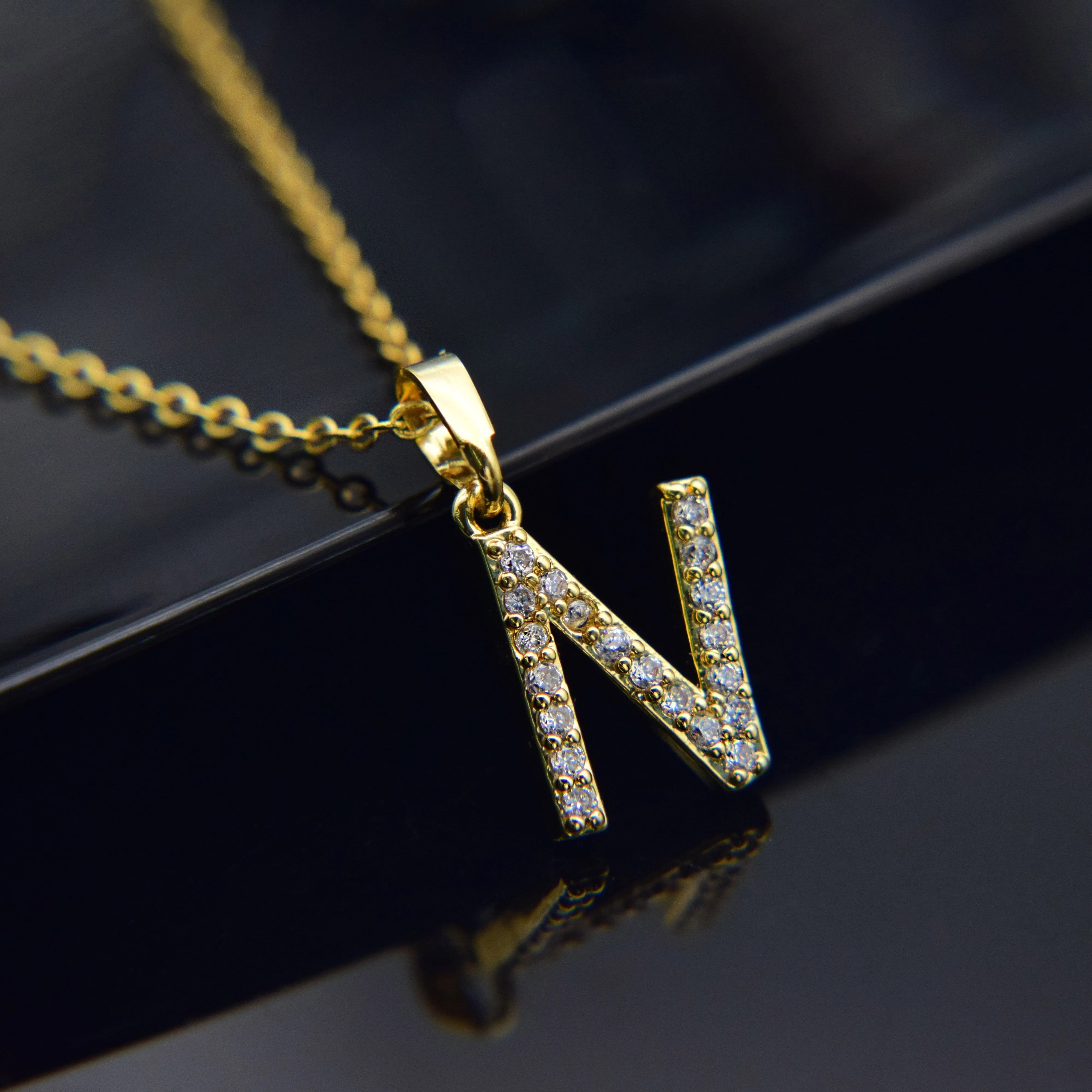 Cubic Zircon Alphabet Pendants Gold Silver Color Copper Mini A-Z Letter Pendant Necklace Shinning 26 Initial Collares Jewelry