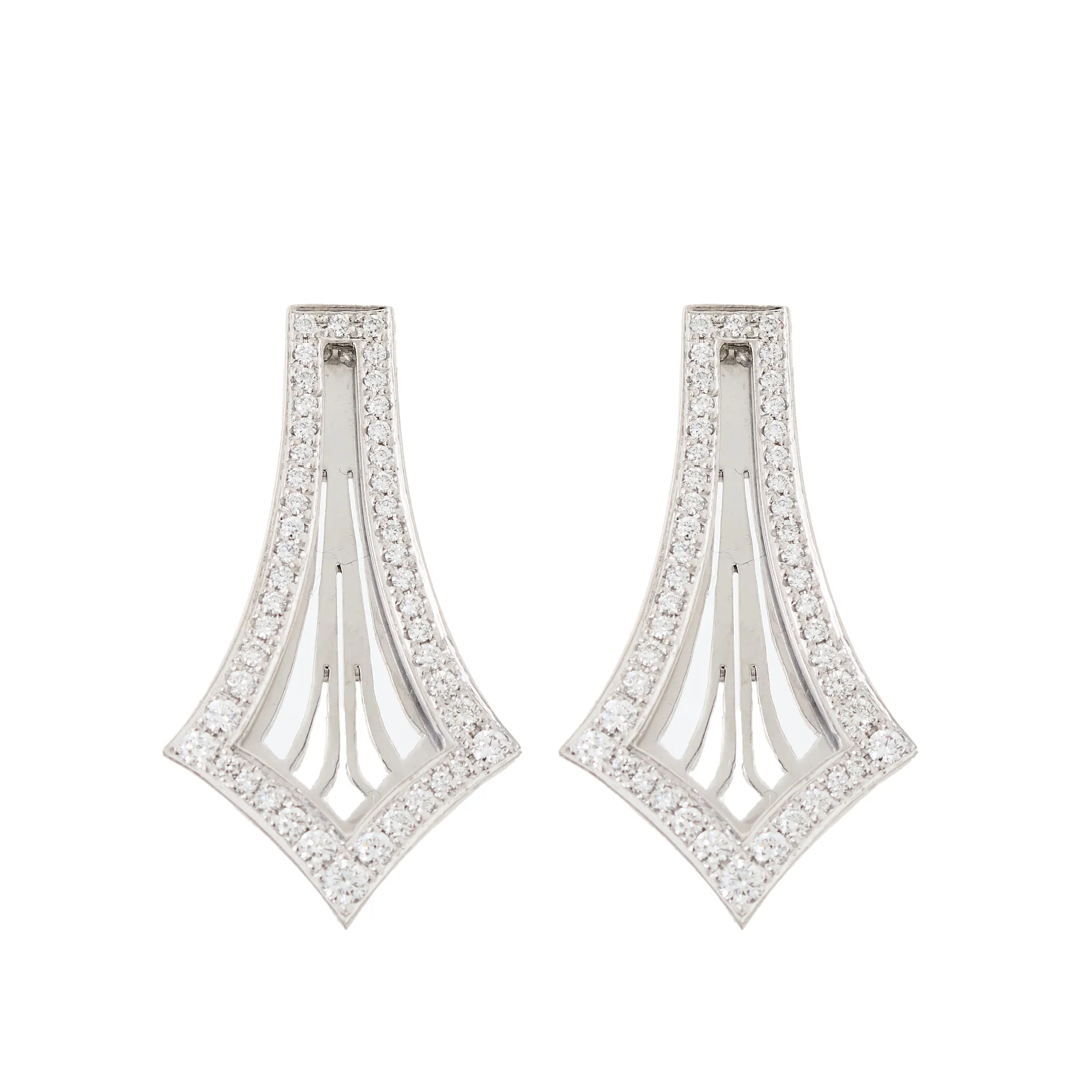 Custom by MV&Co 18ct White Gold & Diamond Drop Art Deco Earrings