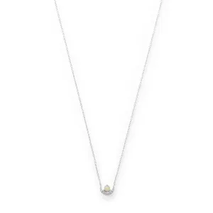 CZ Crescent and Synthetic Opal Necklace