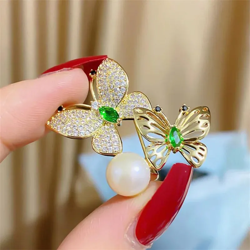 Delicate Full Rhinestone Bird Brooch Pin For Women Girls Shiny Zircon Magpie Bee Butterfly Animal Badges Lady Clothing Jewelry