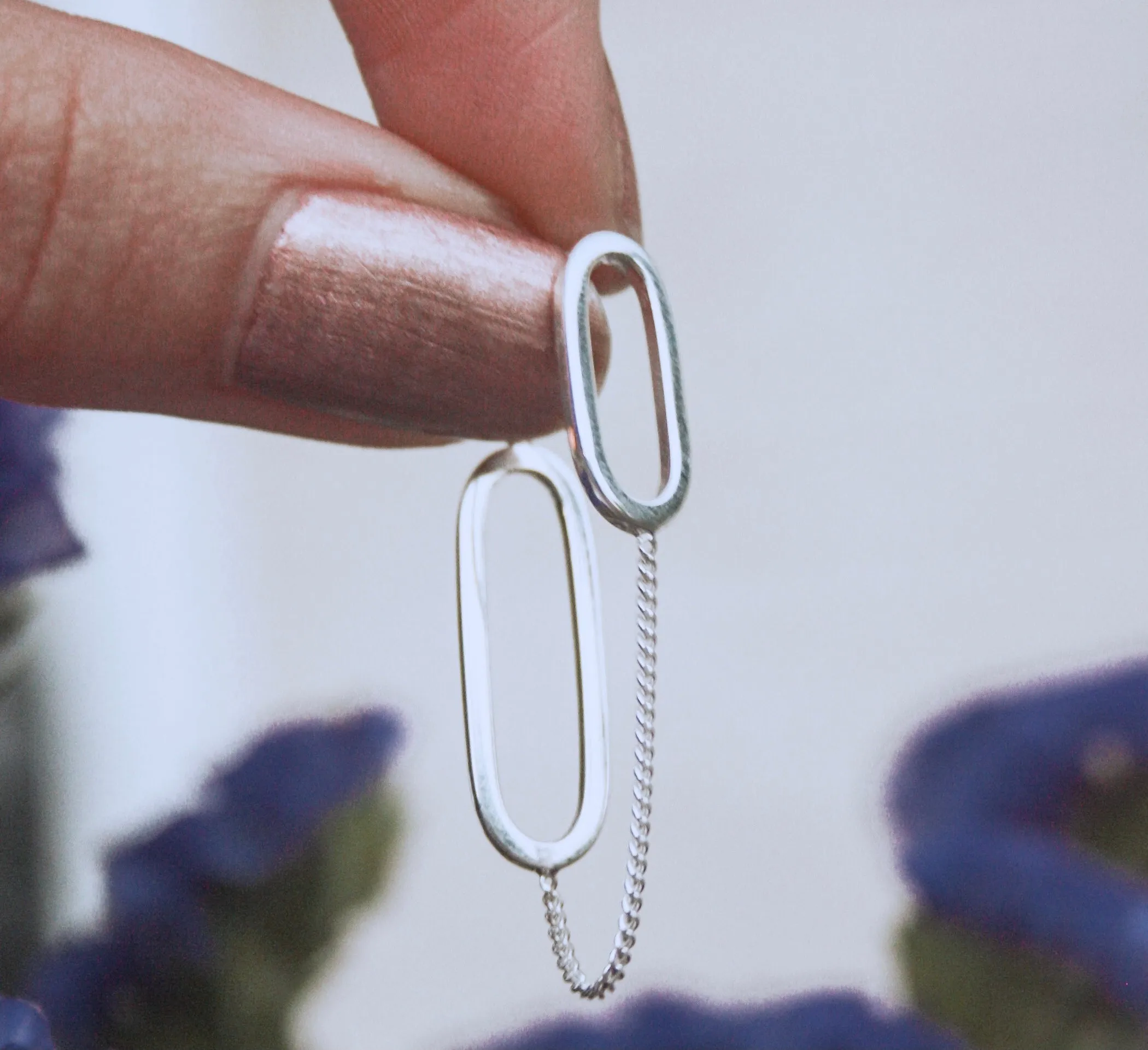 Demi Double Oval & Chain Earrings