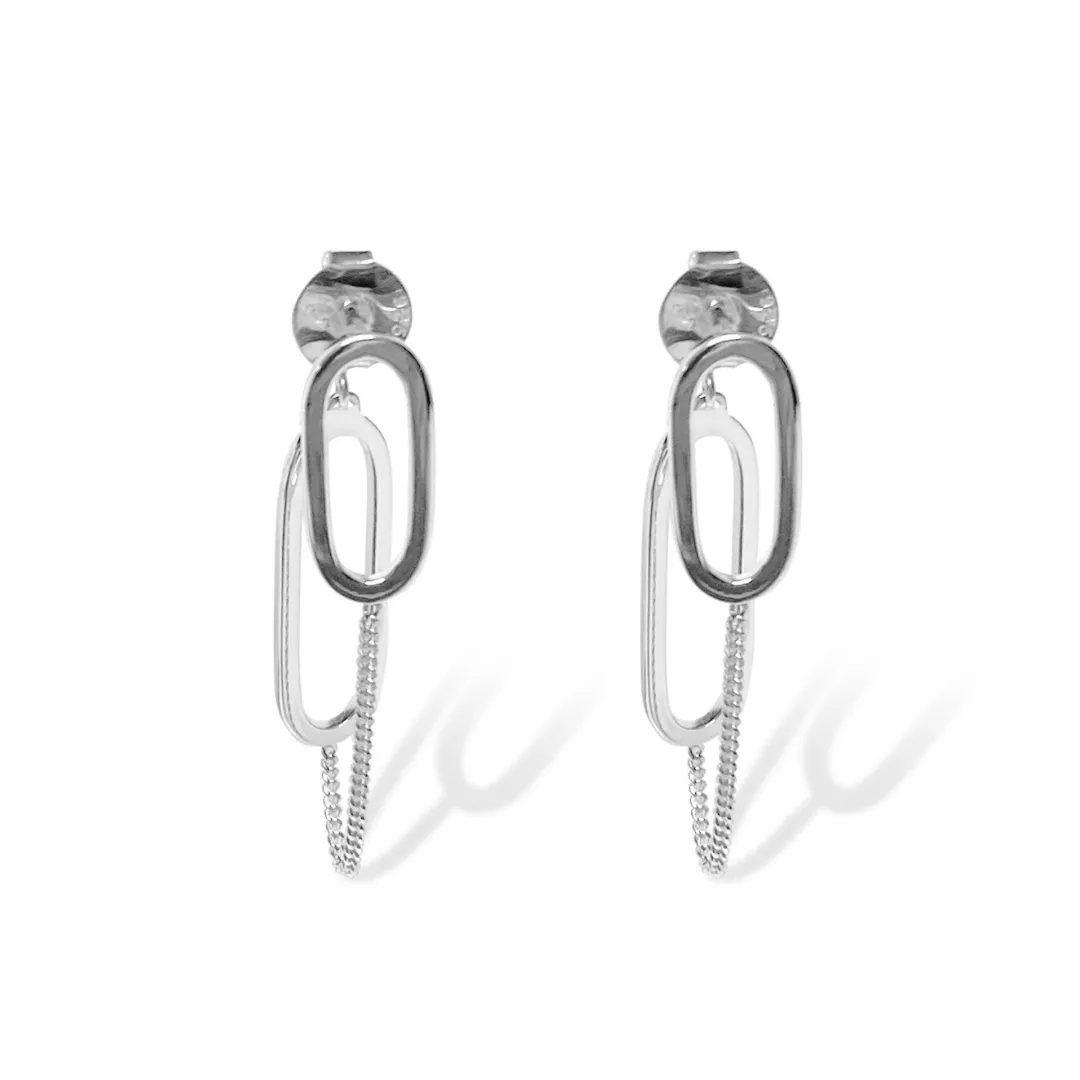 Demi Double Oval & Chain Earrings