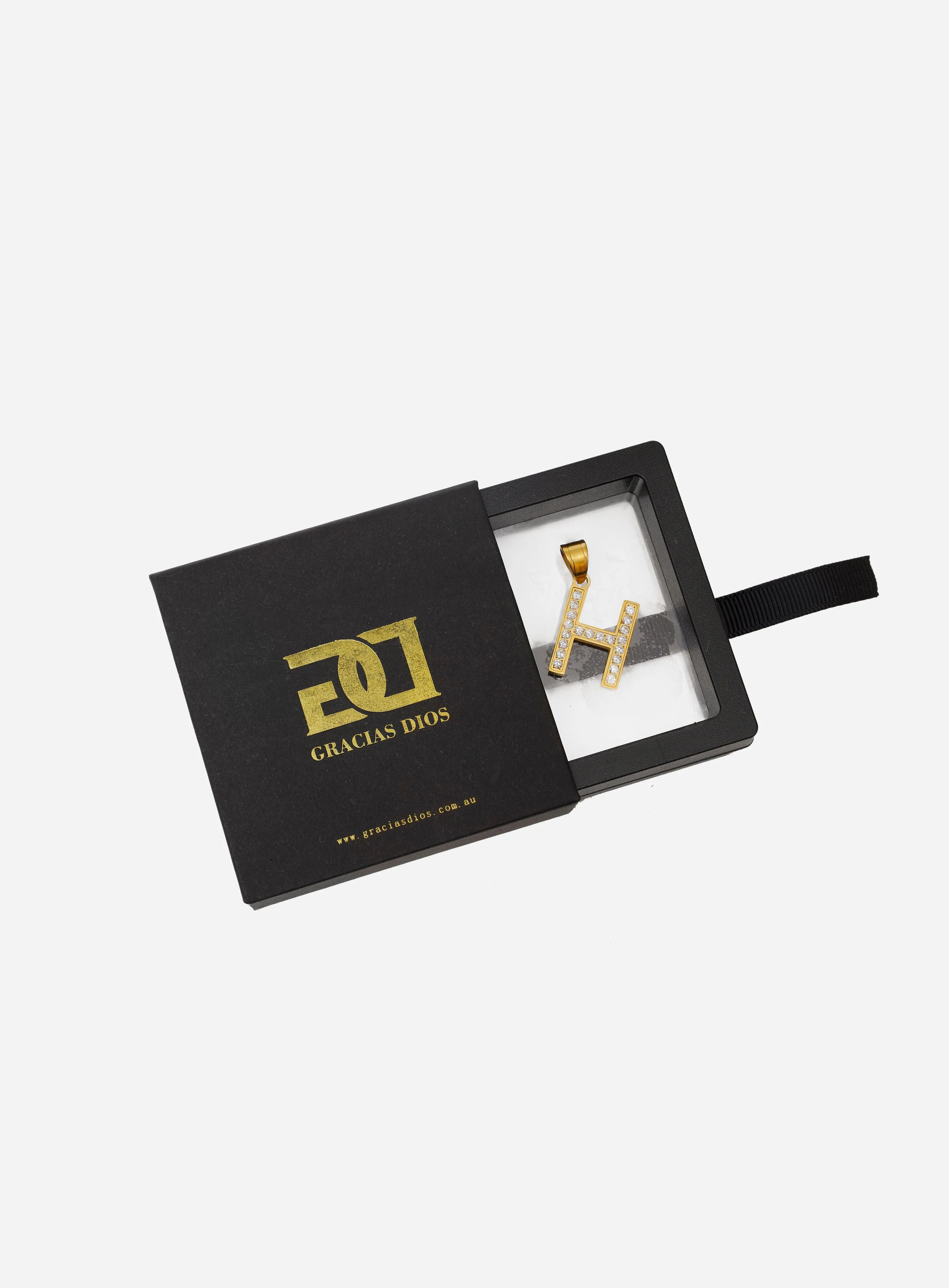 Diamond Gold Letter H Pendant