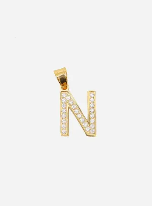 Diamond Gold Letter N Pendant