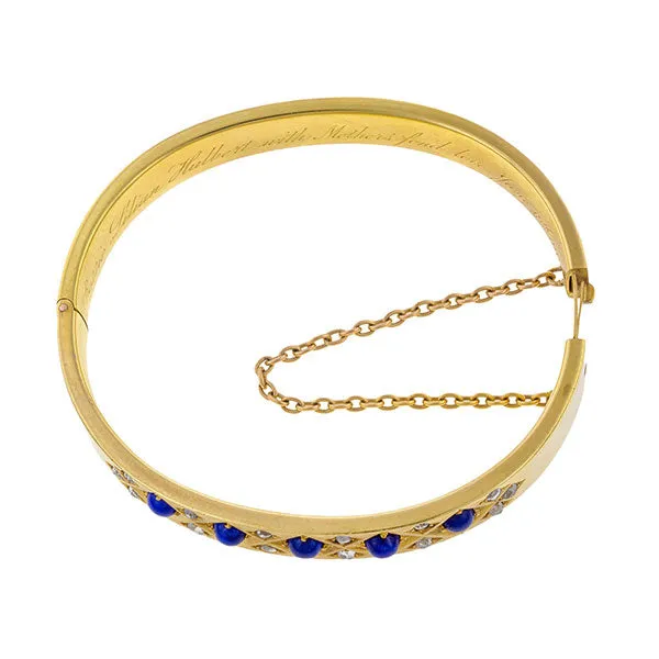 Edwardian Lapis & Diamond Bracelet