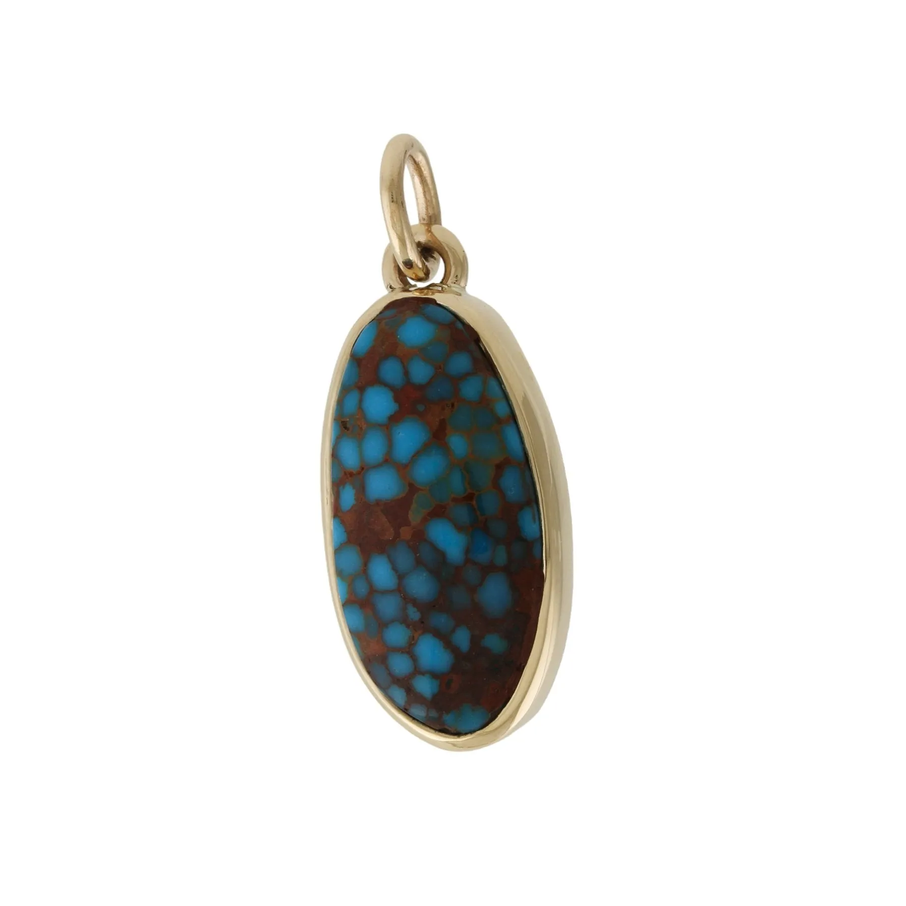 Electric 14 KT Gold x Birdseye Egyptian Turquoise Ellipse Pendant