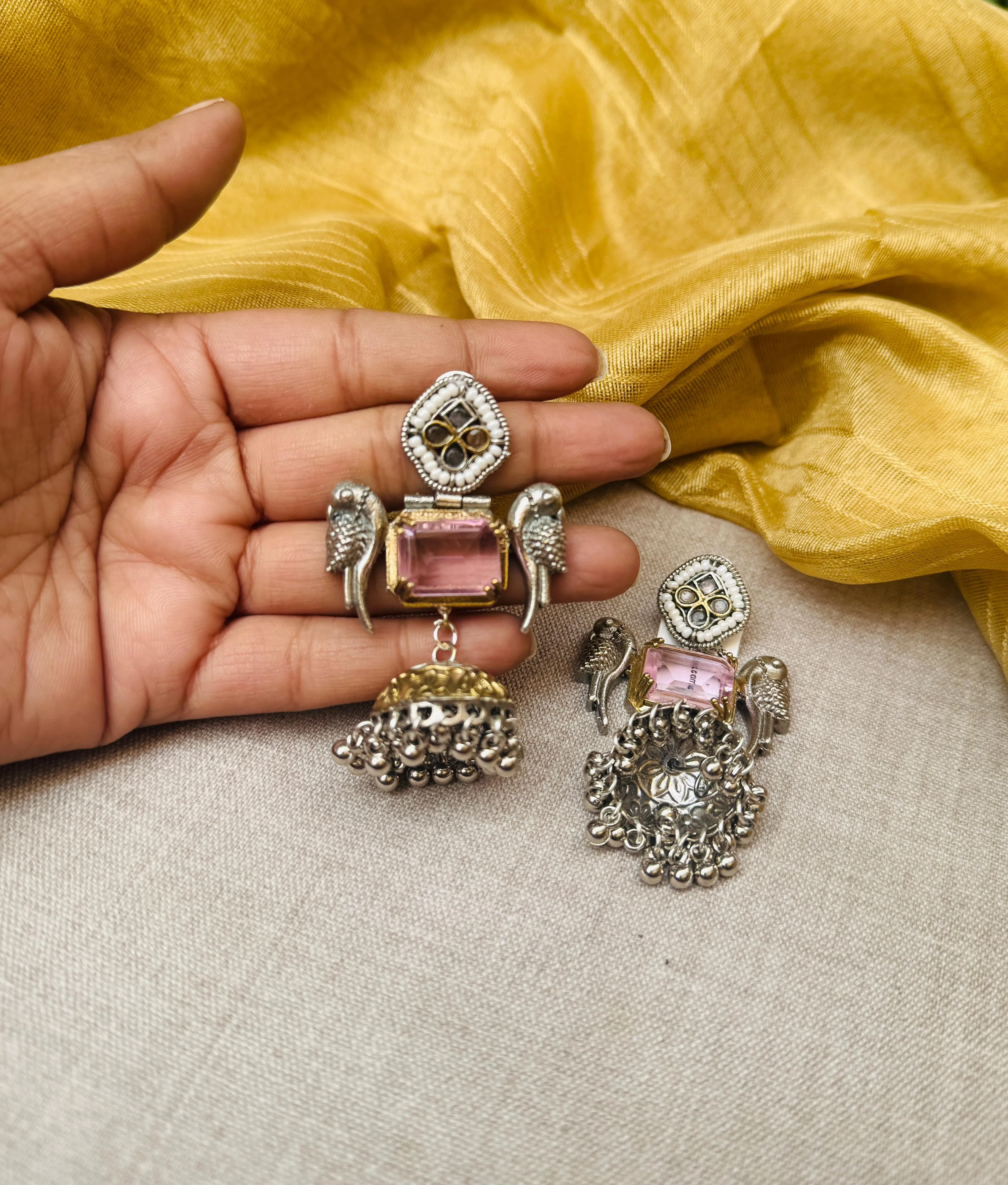 Elegant Oxidized Silver Bird Earrings – Perfect for Vintage & Bohemian Styles